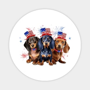 4th of July Dachshund Dogs #3 Magnet